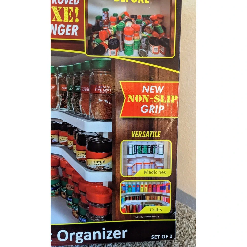 Spicy Shelf Stackable Cabinet‎ Organizer Adjustable Kitchen Storage Set of 2 NEW